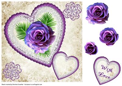 Purple Rose in Heart with Love