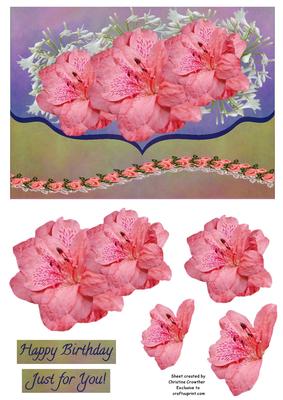 Azalea Faux Envelope Card with Decoupage