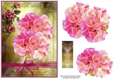 Pink Geraniums on Vintage Background