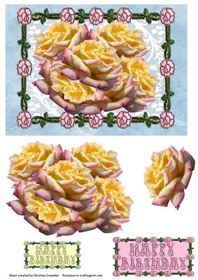 Happy Birthday Peace Rose Lemon Pink