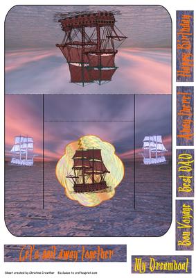 Sail Away Galleon Centre Stepper with Six Sentiments