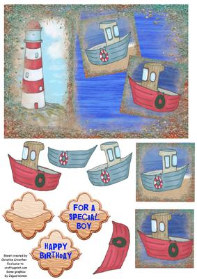 Lighthouse and Tugboats Birthday Boy