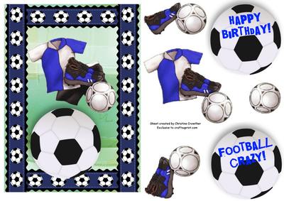 Football Crazy Happy Birthday - Blue