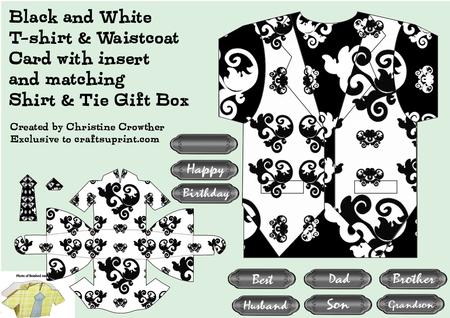 Black & White T-shirt & Waistcoat Card & Gift Box Kit