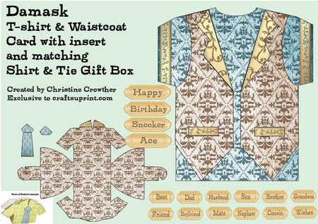 Damask T-shirt & Waistcoat Card & Gift Box Kit