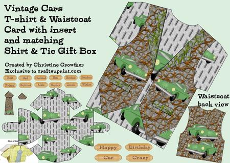 Vintage Cars T-shirt & Waistcoat Card & Gift Box Kit
