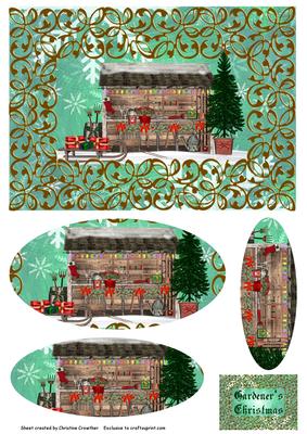 Gardener's Christmas - Oval Pyramid Card