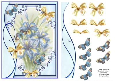 Pretty Iris with Butterflies and Bows - Multi Purpose Card