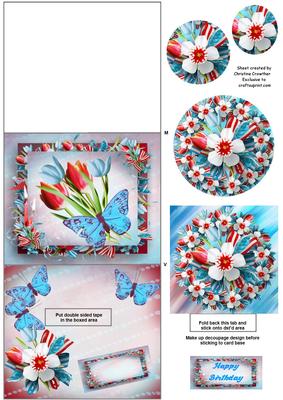 Patriotic Floral Stand-up Element Easel Card