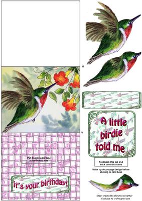 Little Humming Birdie Stand-up Element Easel Card