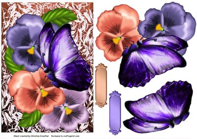 Big and Bold Pansies with Butterfly