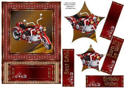 Born to Be Wild Motorbike -best Dad Birthday Wishes Red Gold