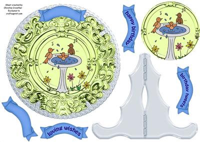 Birthday Tweets Birdbath Plate Card and Stand