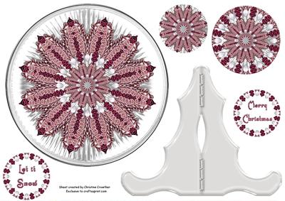 Let It Snow Red Snowflake Plate Card and Stand