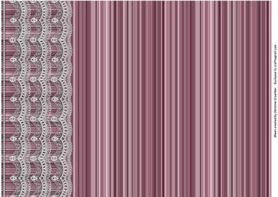 Dusky Pink Stripes and Lace Backing Paper