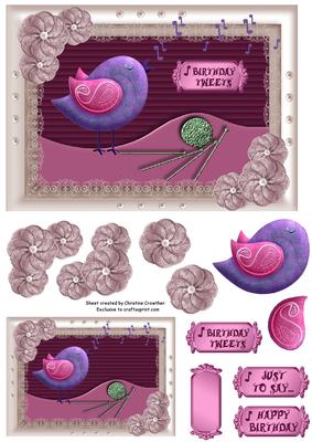 Birthday Tweets (pink) with Gift Tag