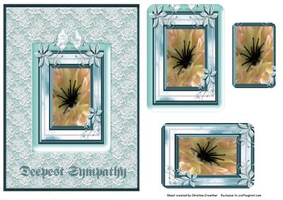 Deepest Sympathy Framed Peach Flower in Lace