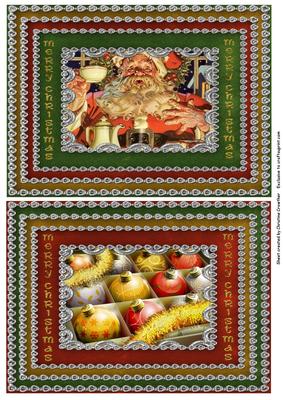 Two Quick Christmas Card Fronts Santa Decorations