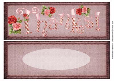 Curly Rose Thanks! Large Dl Card Front with Insert Panel