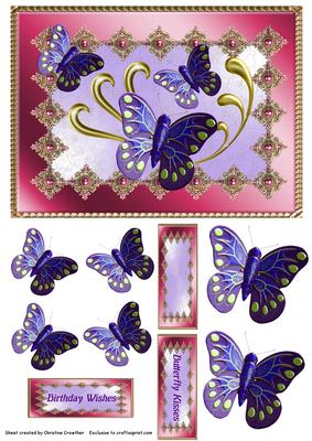 Totally Bling Butterfly Kisses Birthday Wishes Pink