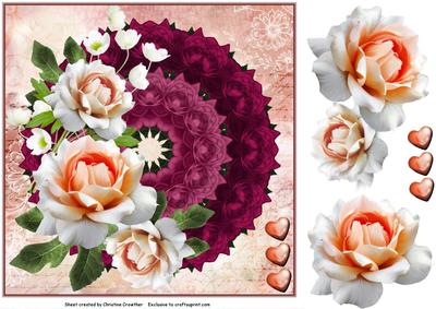 Peachy Roses on Crimson Doily