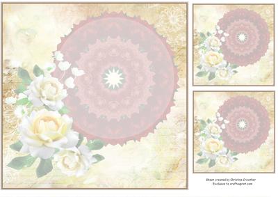 Lemon Roses on Burnt Orange Doily Insert