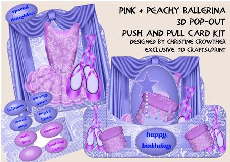 Pink & Purple Ballerina Push and Pull Card Kit