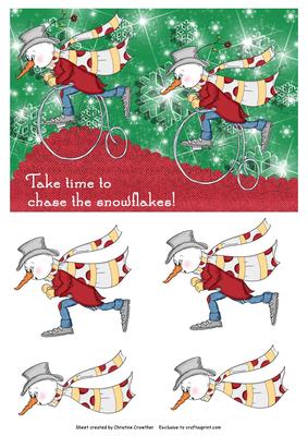 Take Time to Chase the Snowflakes! Bicycle Snowmen
