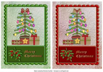 Christmas Tree Quick Cards - Trees Framed on Foil Background