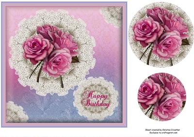 Birthday Roses on Lace Doily
