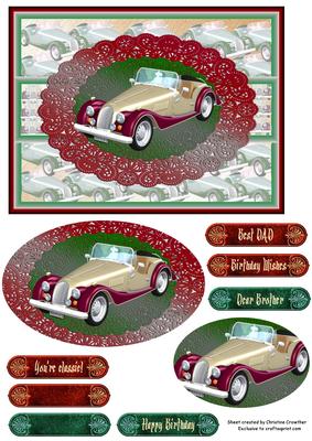 Classic Car Red Gold Morgan Dad Brother