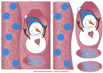 With Love at Christmas Snowman - Pink and Blue