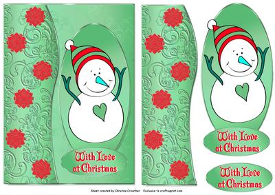 With Love at Christmas Snowman - Green and Red