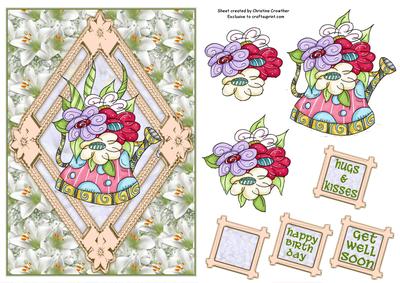 Fancy Watering Can on Floral Background for Any Occasion