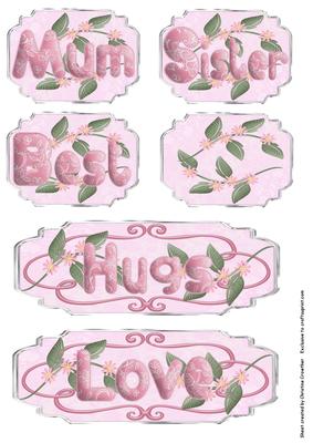 Pretty Pink Sentiment Tags for Toppers or Bookmarks