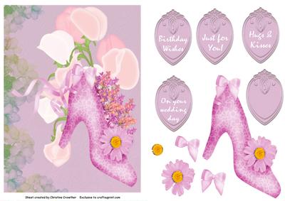 Sweet Peas and Floral Shoe for Wedding Birthday Any Occasion