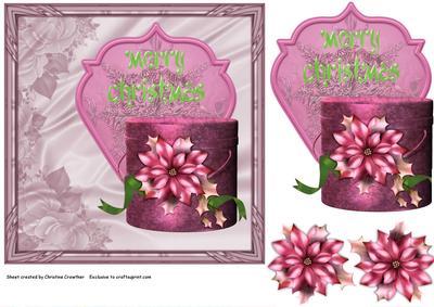 Merry Christmas Poinsettia Box in Pink