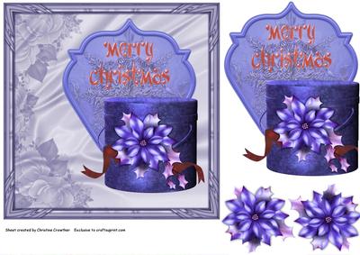Merry Christmas Poinsettia Box in Purple