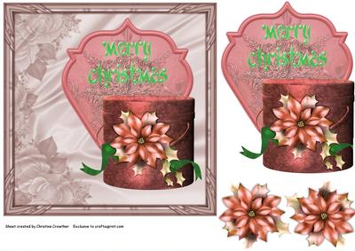 Merry Christmas Poinsettia Box in Peach