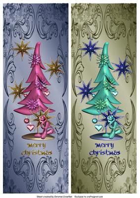 Pretty Christmas Trees - 2 Quick Card Fronts (1)