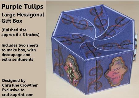 Purple Tulips Large Hexagonal Gift Box Mini Kit