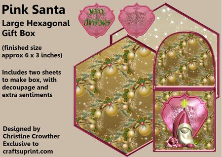 Pink Santa Large Hexagonal Gift Box Mini Kit