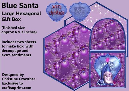 Blue Santa Large Hexagonal Gift Box Mini Kit
