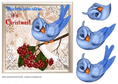 Christmas Tweets Decoupage Card