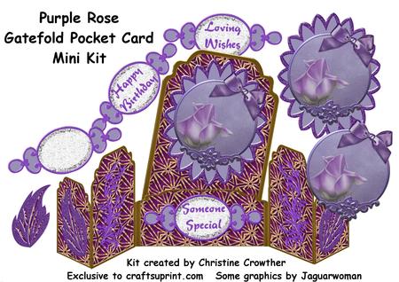 Purple Rose Gatefold Pocket Card Mini Kit