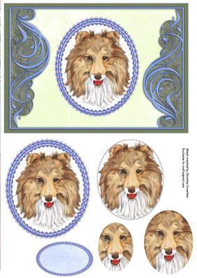 Sheltie Flourish - Blue - Oval Pyramid Multi Purpose