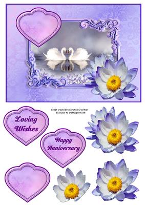 Swan and Waterlily for Romance and Anniversary