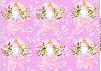 Baby Girl Cluster Large Hexagonal Gift Box Backing Paper