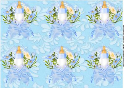 Baby Boy Cluster Large Hexagonal Gift Box Backing Paper