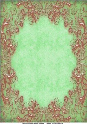 Bronze Metallic Swirls on Green Background
